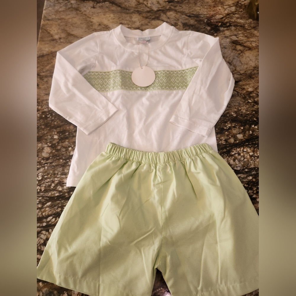 Charming Kids Pajama Set - White and Light Green
